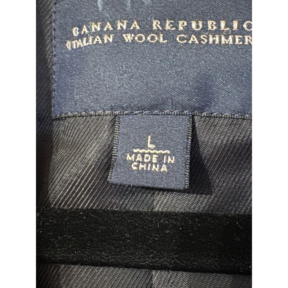 Banana Republic Italian Wool Cashmere Double Breasted Peacoat Men Size L Black - Picture 4 of 8